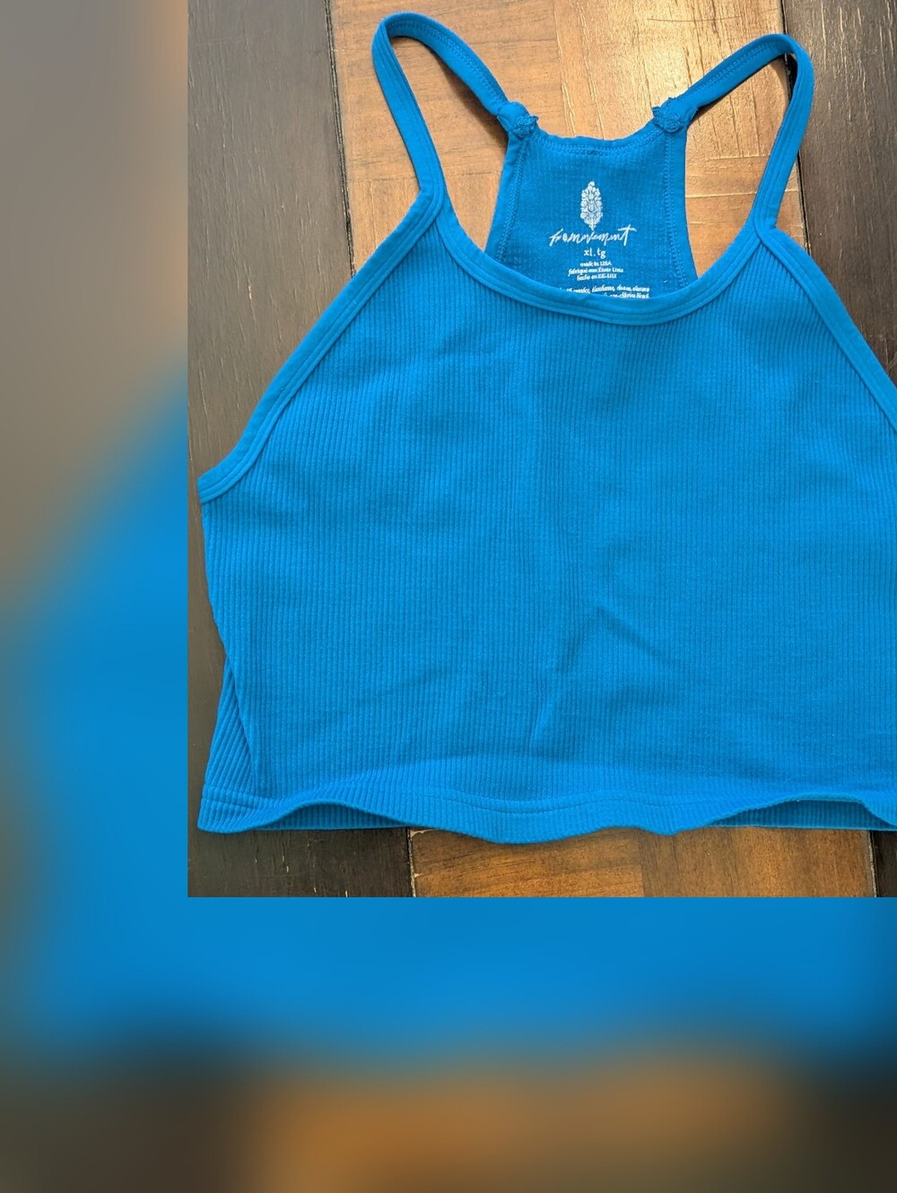 Free People Bright Blue Ribbed Tank Size XL